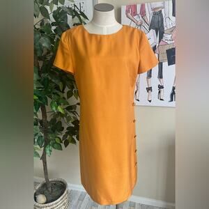 Kay Unger Womens Vintage 80s 90s Silk Pumpkin Career Office Sheath Dress Size 6